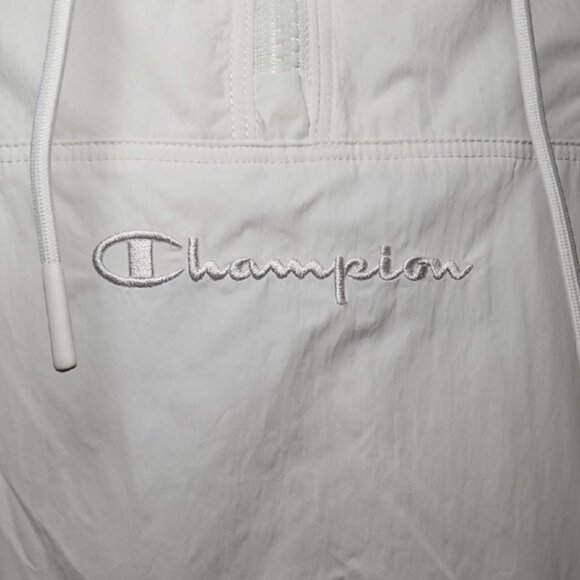 Champion Classic White Hooded Anorak Wind Jacket Small New 1/4 Zip Spellout - Picture 4 of 14